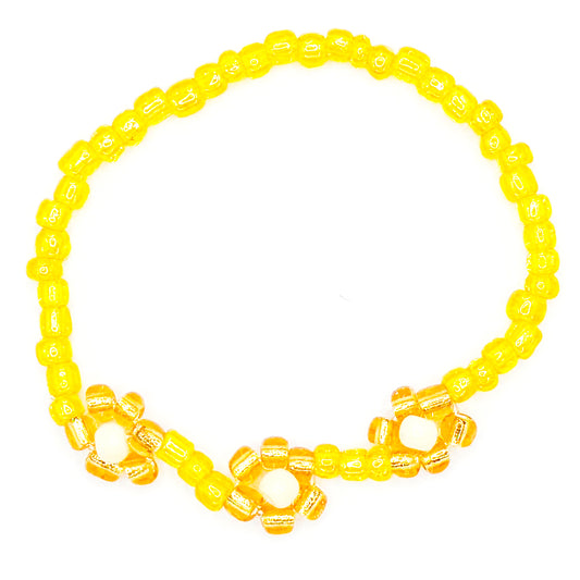 Yellow Flowers Seed Beaded Bracelet