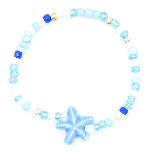 Blue Starfish Seed Bead Bracelet
