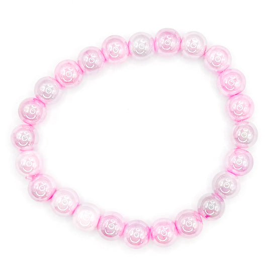 Pink and Grey Glass Beaded Bracelet