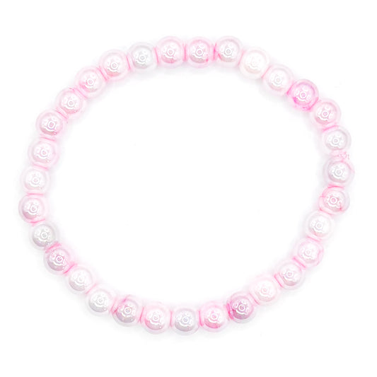 Classy Pink and Grey Glass Beaded Bracelet