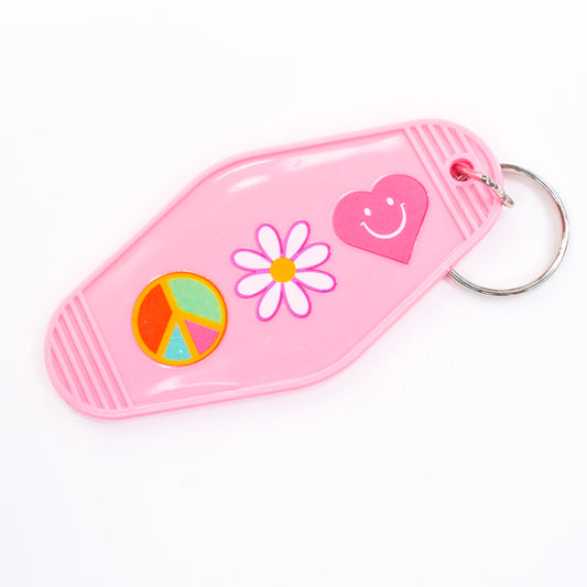 Peace and Love Pink Keychain