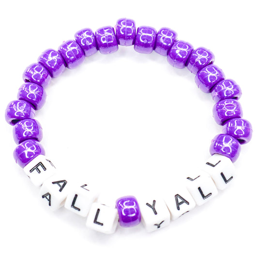 Purple "Fall Yall" Beaded Bracelet