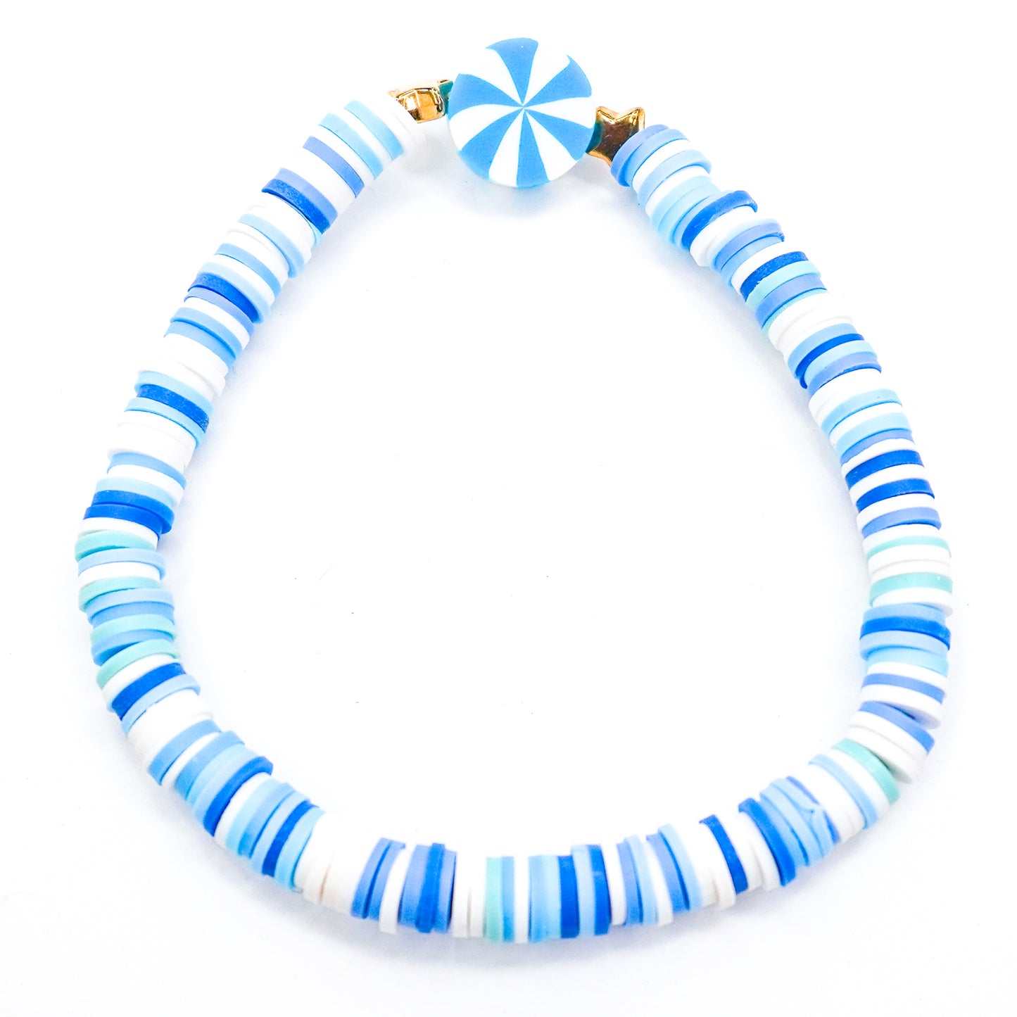 Festive Blue Candy Beaded Bracelet