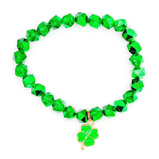 St. Patrick's Day Charm Glass Beaded Bracelet