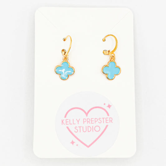 Blue Preppy Sparkle Huggie Earrings