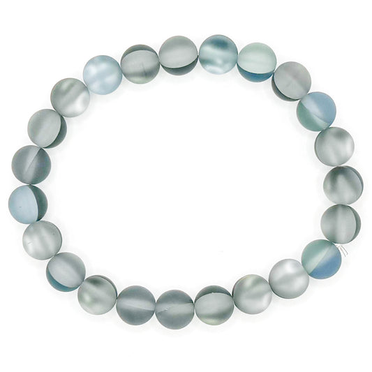 Thick Space Gray Glass Beaded Bracelet