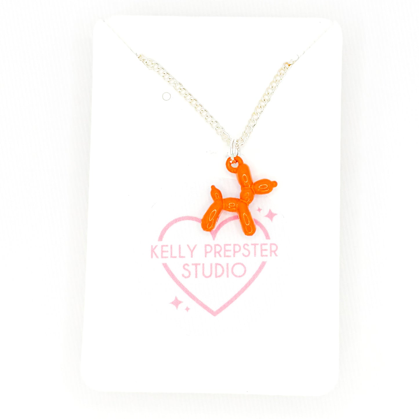 Orange Balloon Dog Necklace