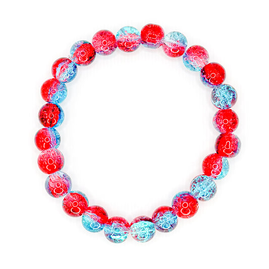 Red and Blue Glass Beaded Bracelet