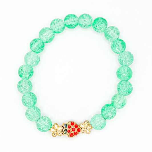 Green Strawberry Sparkle Glass Beaded Bracelet