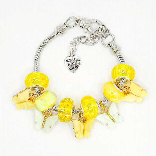 Yellow Butterflies European Charm Bracelet