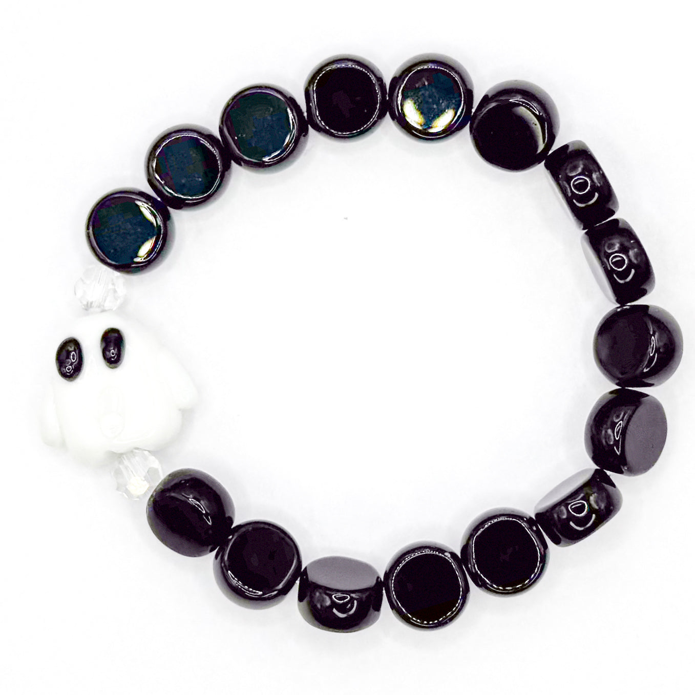 Spooky Hey Boo Glass Beaded Bracelet KellyPrepsterStudio