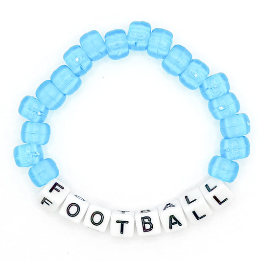 Clear Blue "Football" Beaded Bracelet