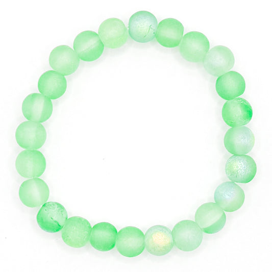 Green Holographic Glass Beaded Bracelet