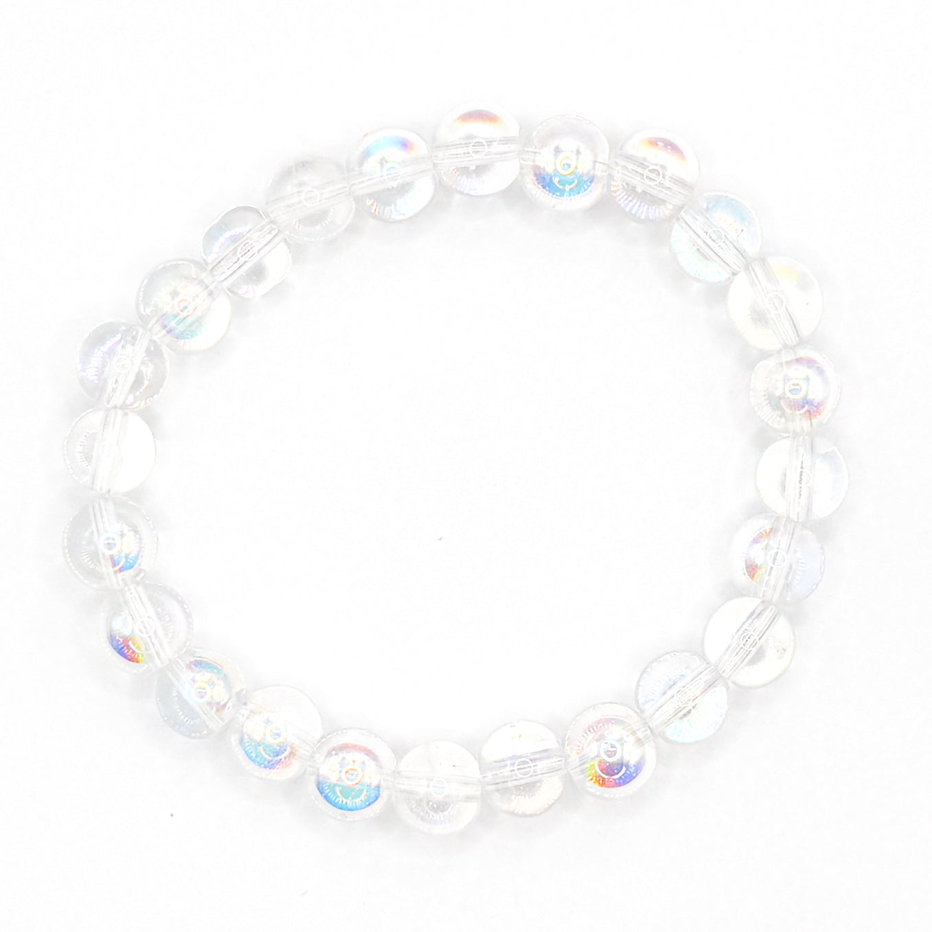 Clear Holographic Glass Beaded Bracelet