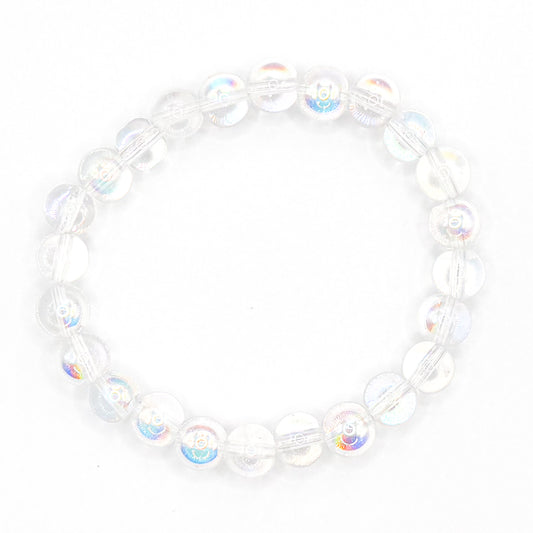 Clear Holographic Glass Beaded Bracelet