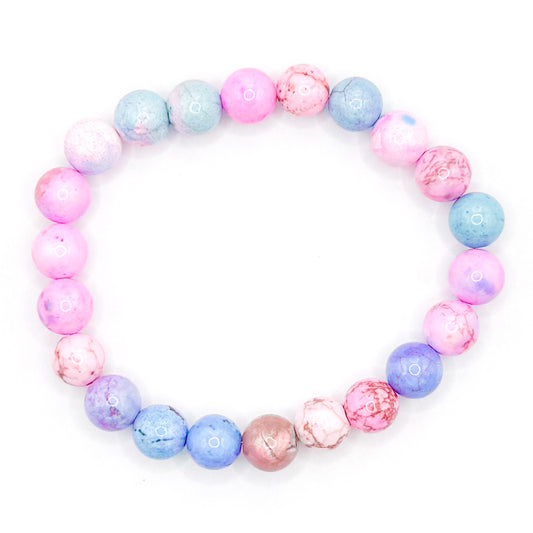 Cotton Candy Swirl 2.0 Glass Beaded Bracelet