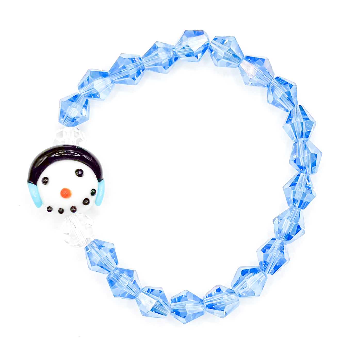 Happy Snowman Glass Beaded Bracelet