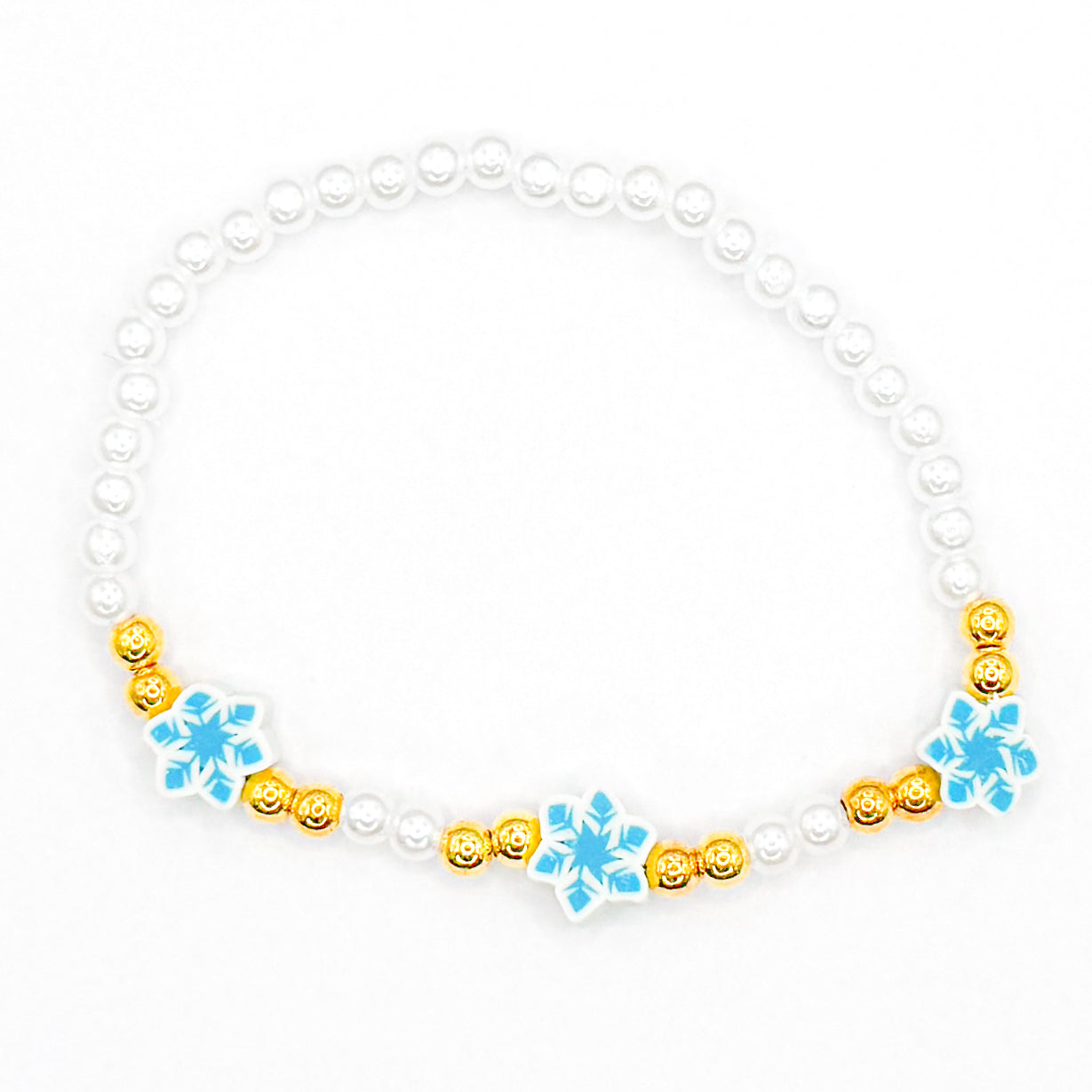 Three Little Snowflakes Beaded Bracelet