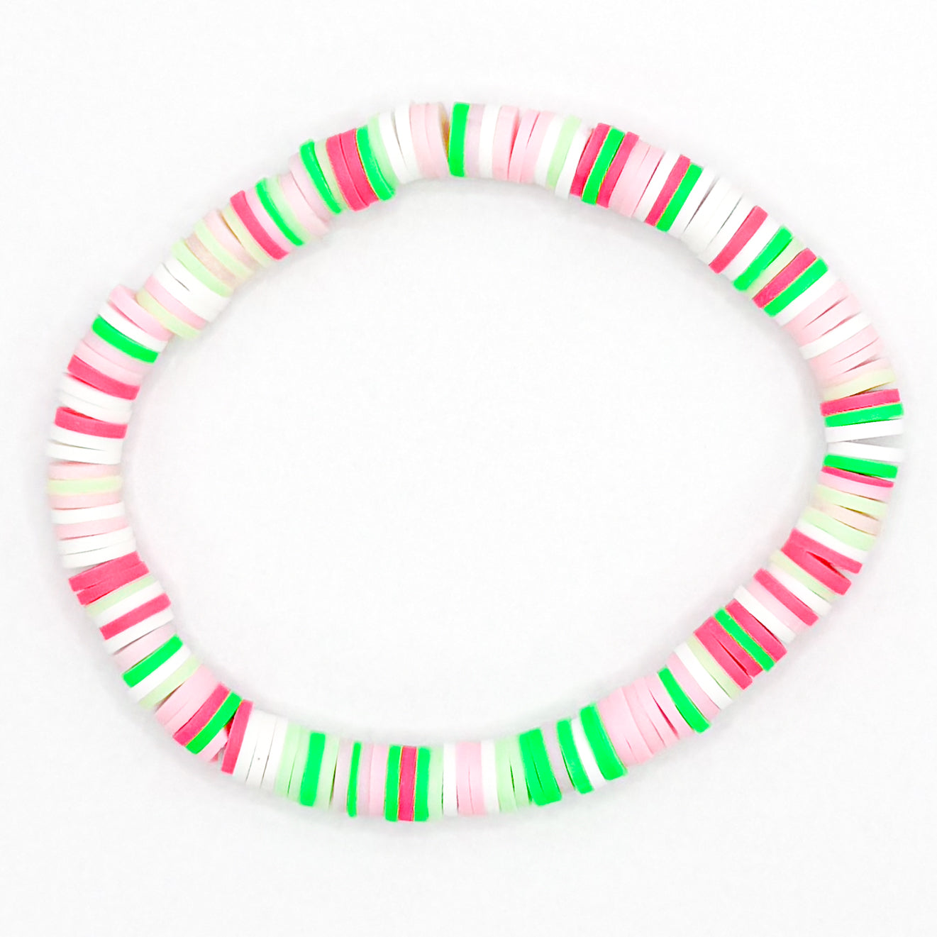 Pink Christmas Clay Beaded Bracelet