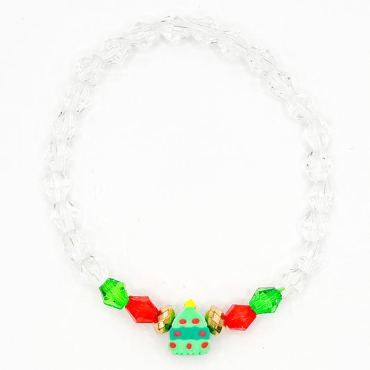 Simple Christmas Tree Glass Beaded Bracelet