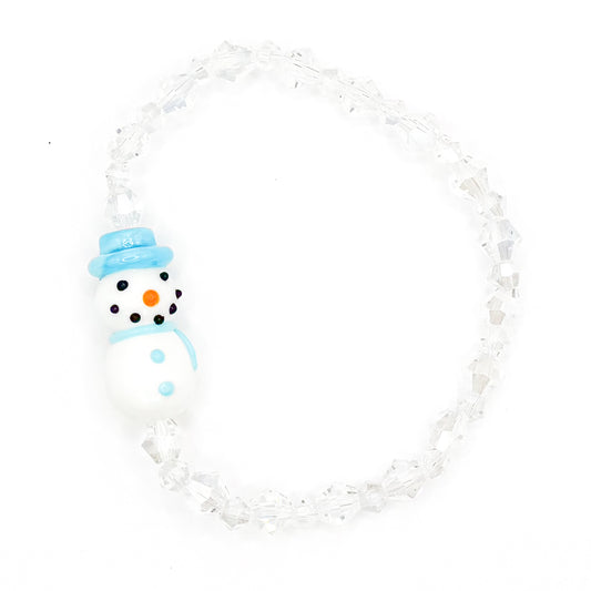 Happy Snowman Glass Beaded Bracelet