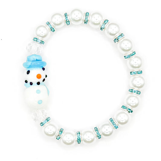 Blue Snowflake Glass Beaded Bracelet