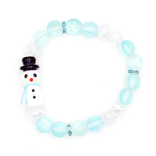 Chill Snowman Glass Beaded Bracelet