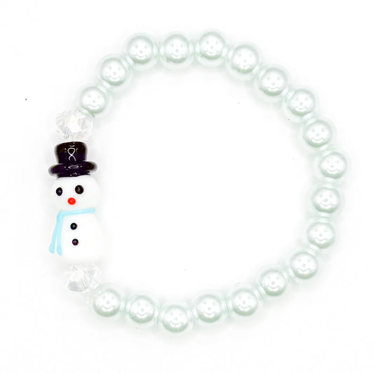 Cold Snowman Glass Beaded Bracelet