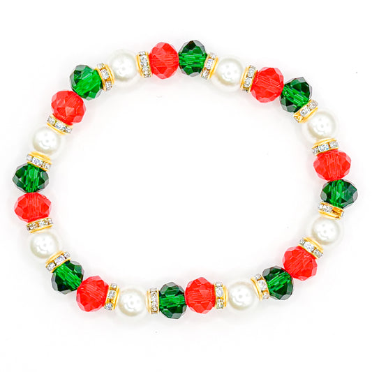 Holiday Shine Glass Beaded Bracelet