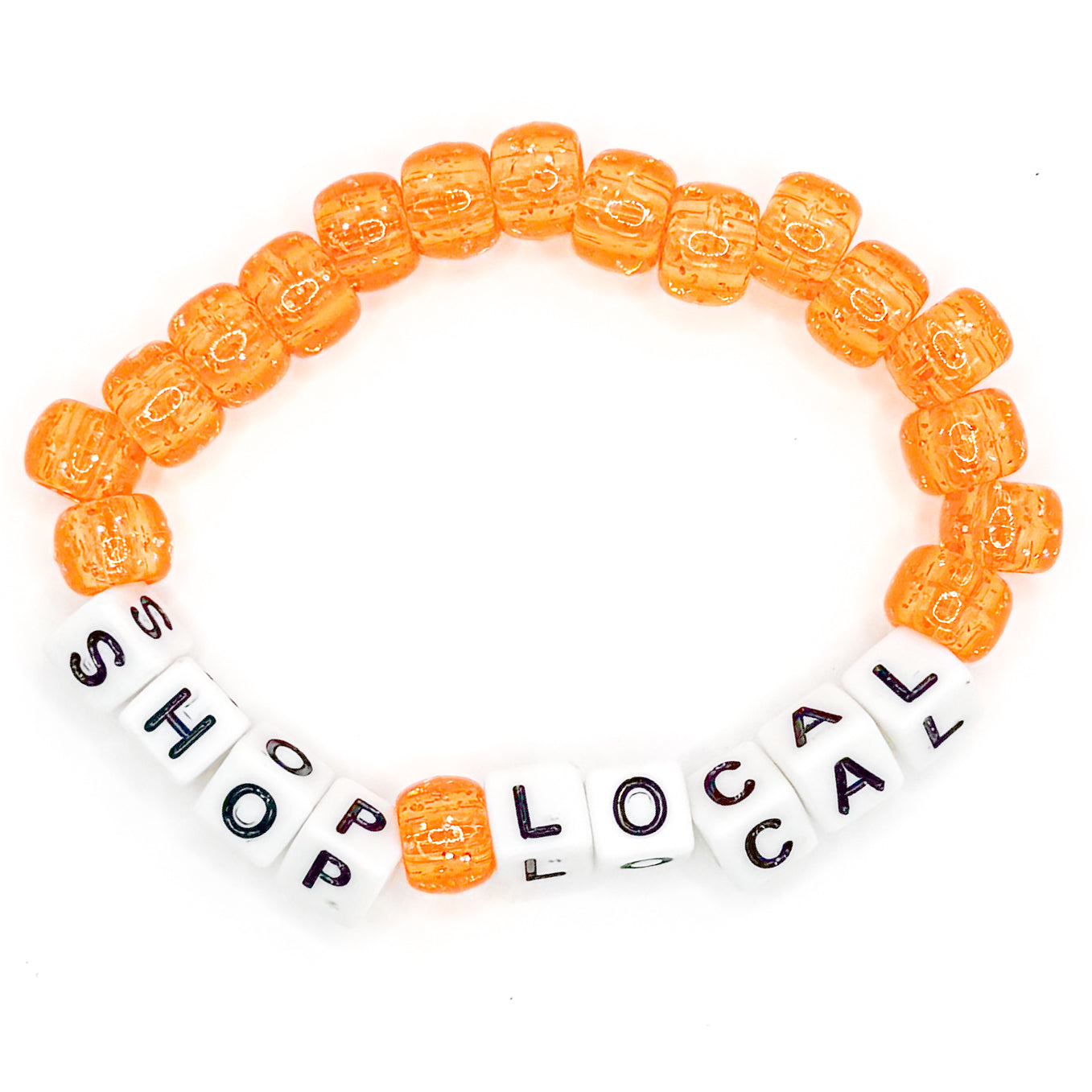 Orange "Shop Local" Beaded Bracelet