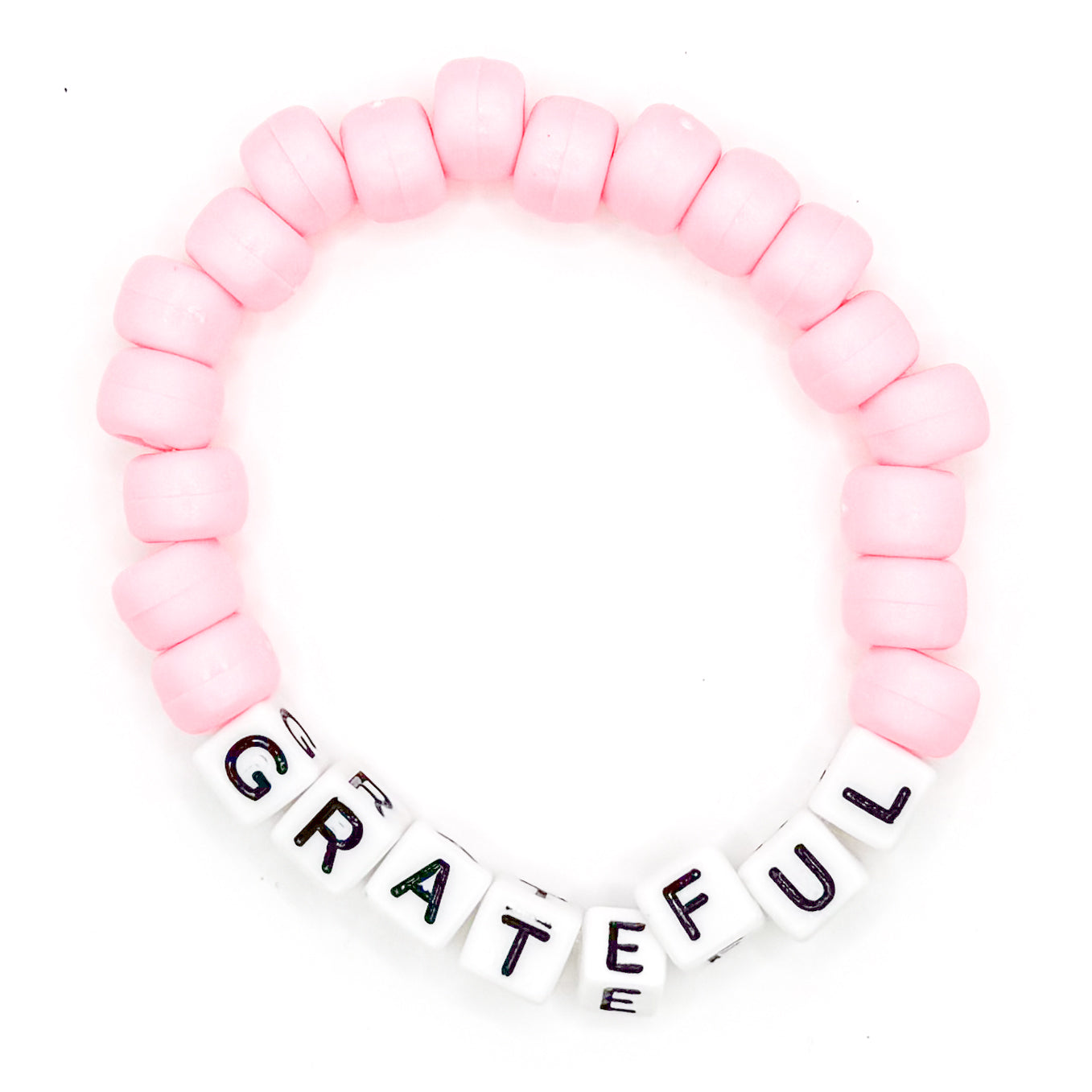 Pink "Grateful" Beaded Bracelet