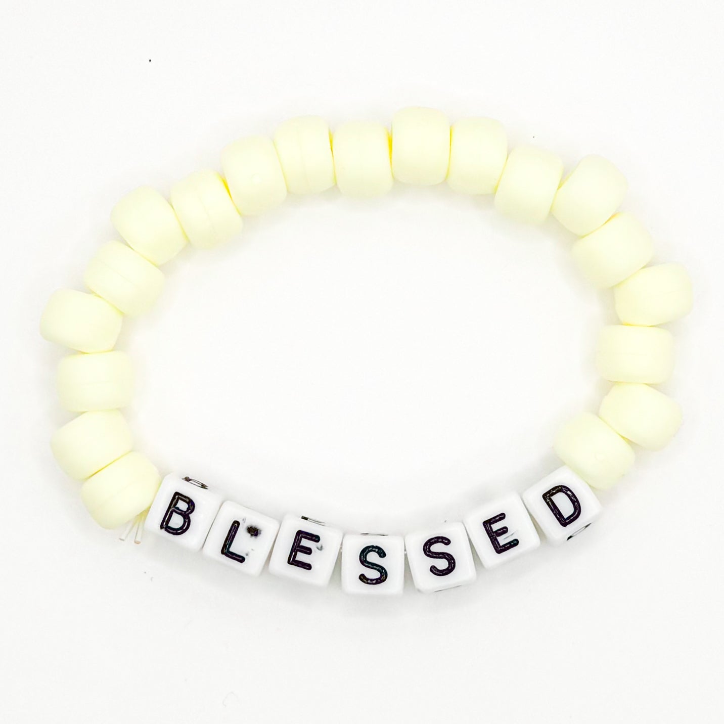 White "Blessed" Beaded Bracelet