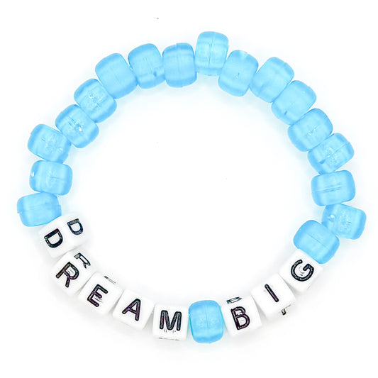 Blue "Dream Big" Beaded Bracelet