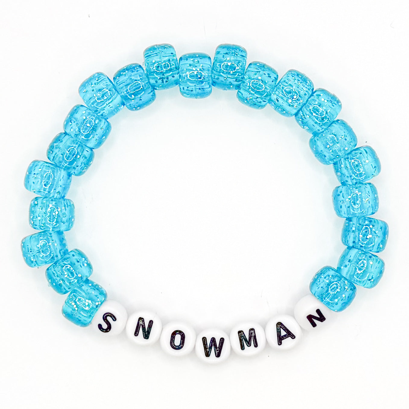 Sparkly Blue "Snowman" Beaded Bracelet