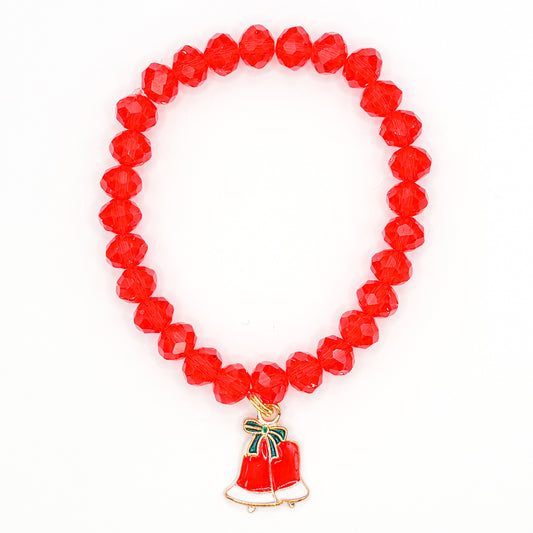 Christmas Bells Glass Beaded Bracelet