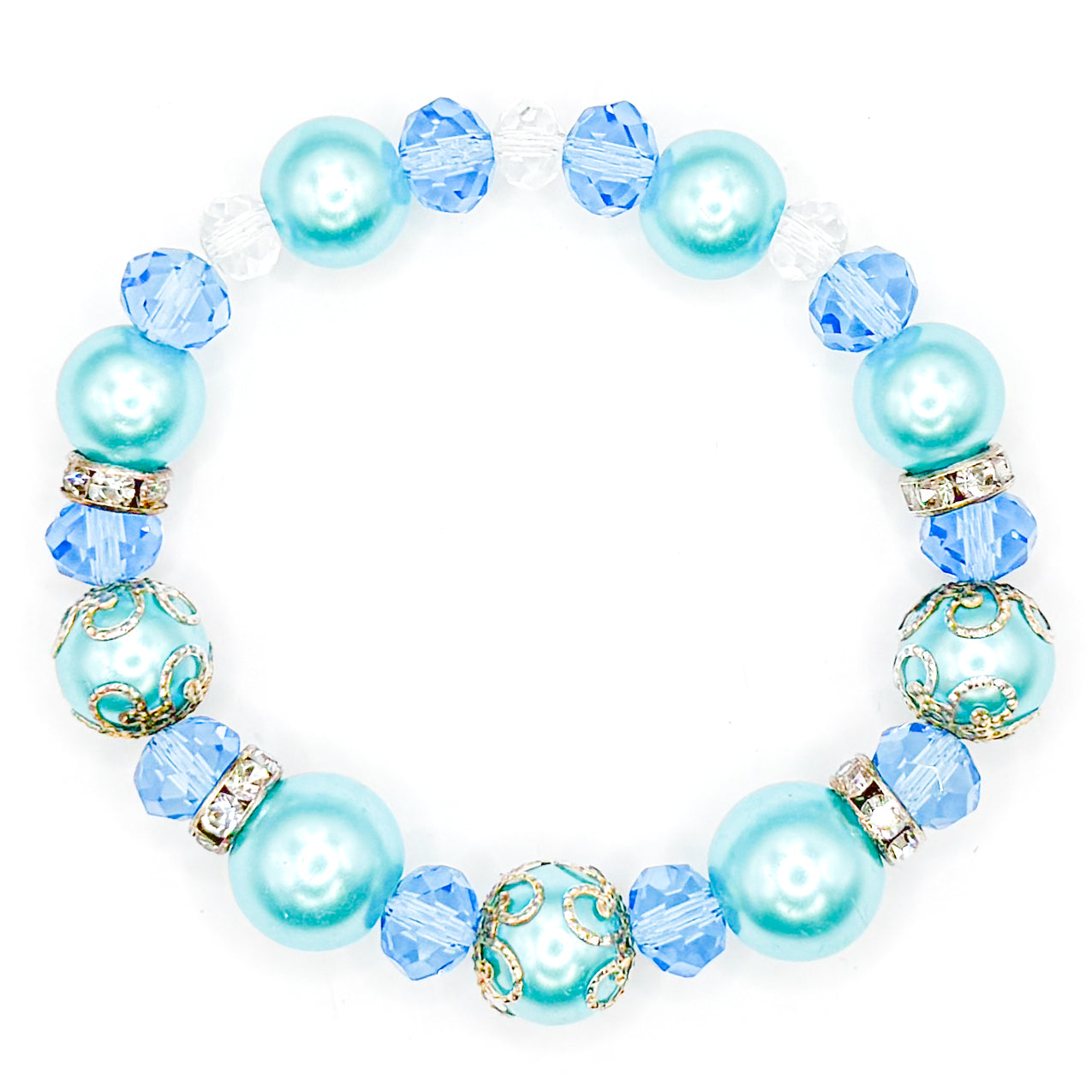 Classy Blue Glass Beaded Bracelet