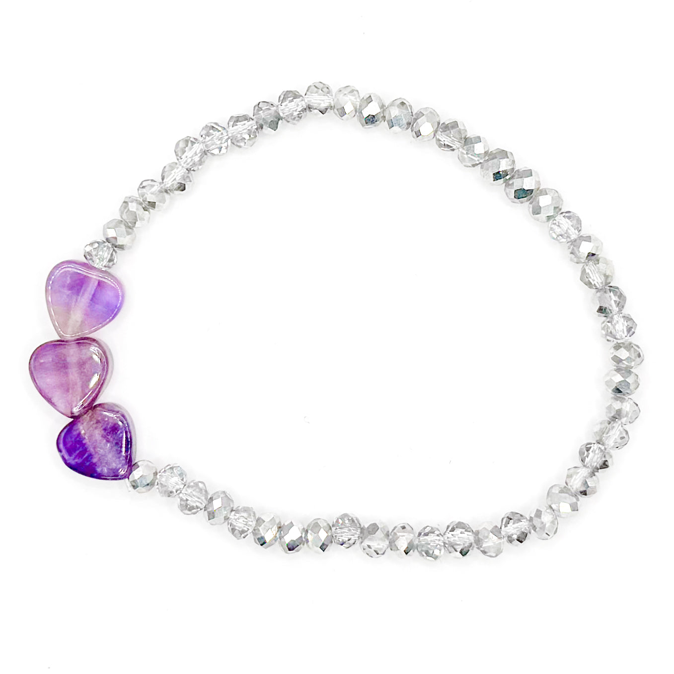 Purple Hearts 1.0 Glass Beaded Bracelet