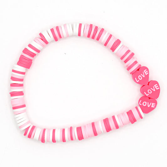 Strawberry Milkshake Love Hearts Clay Beaded Bracelets