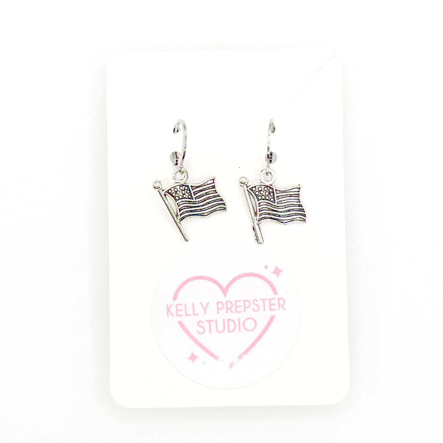 American Flag Huggie Earrings