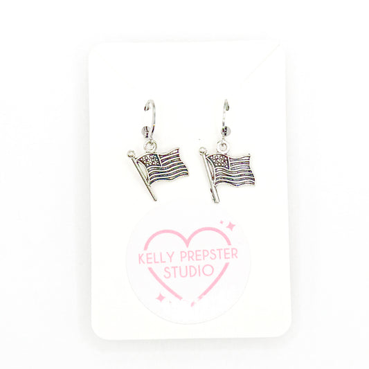 American Flag Huggie Earrings