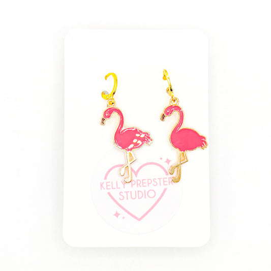Flamingo Huggie Earrings
