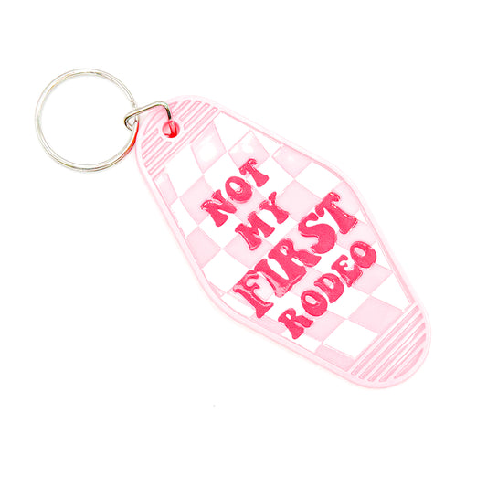 Pink "Not My First Rodeo" Keychain