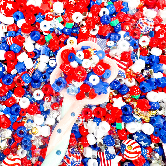 Red, White, and Blue Bead Confetti 9 Scoop Pack