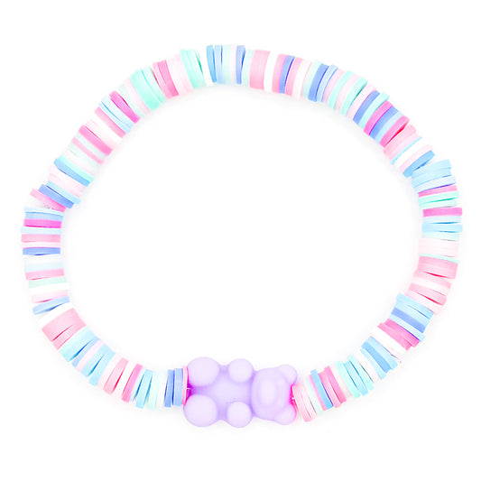 Purple and  Pink Sugar Rush Clay Beaded Bracelet