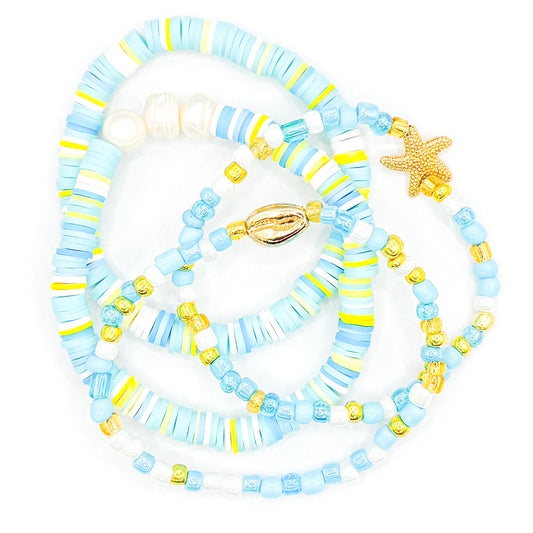 Ocean Prep Seed and Clay Beaded Bracelets Stackers (Set of 4)