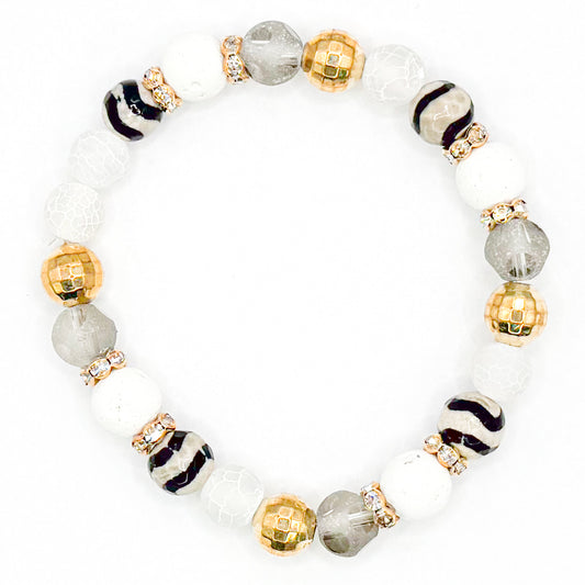 Natural Disco Glass Beaded Bracelet