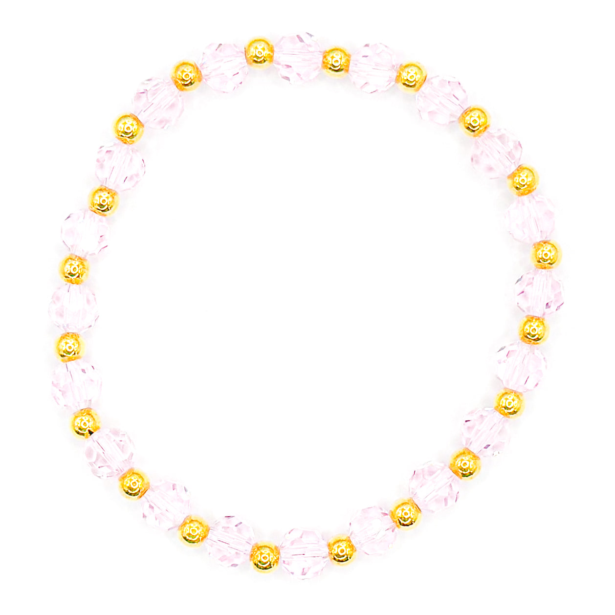 Pink and Gold Glass Beaded Bracelet