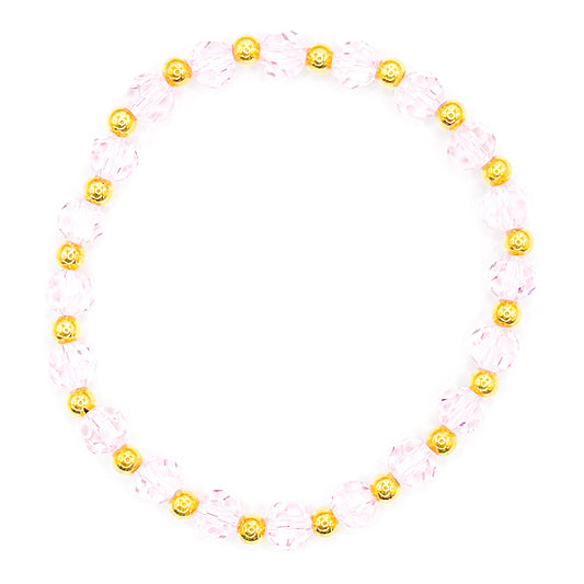 Pink and Gold Glass Beaded Bracelet