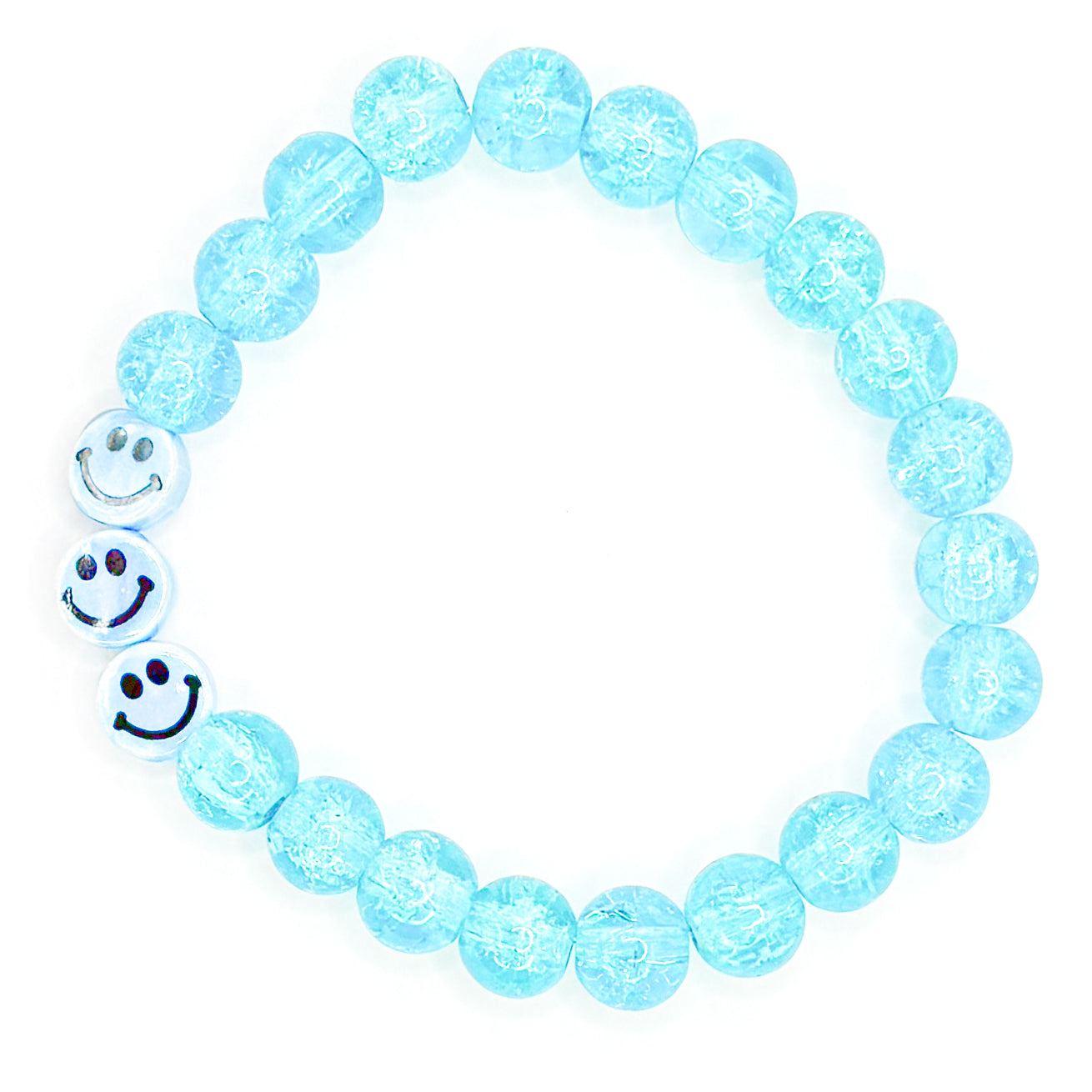 Blue Triple Smiles Glass Beaded Bracelet