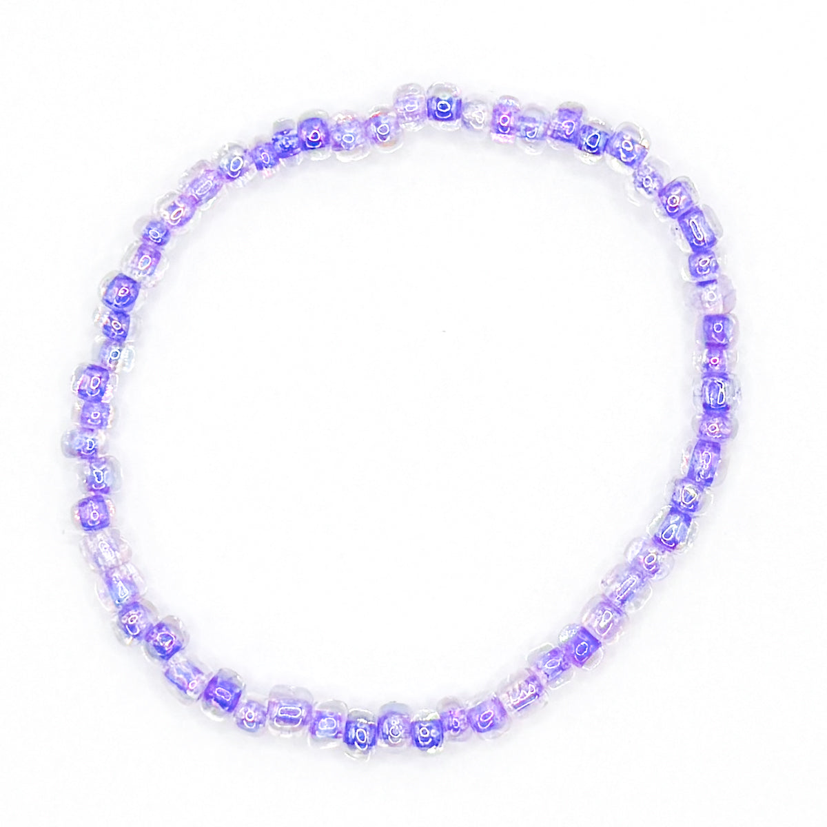 Clear Purple Seed Bead Bracelet